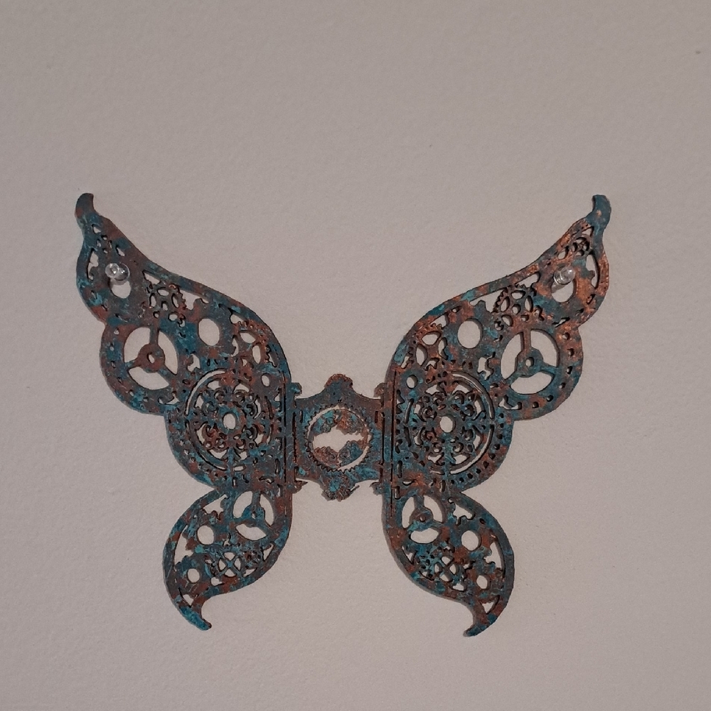 Intricate Butterfly Wall Decor - Teal and Brown